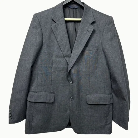 Burberrys Gray Pure Wool 2 Button Single Vent Sport Coat Blazer 38R - Picture 1 of 15